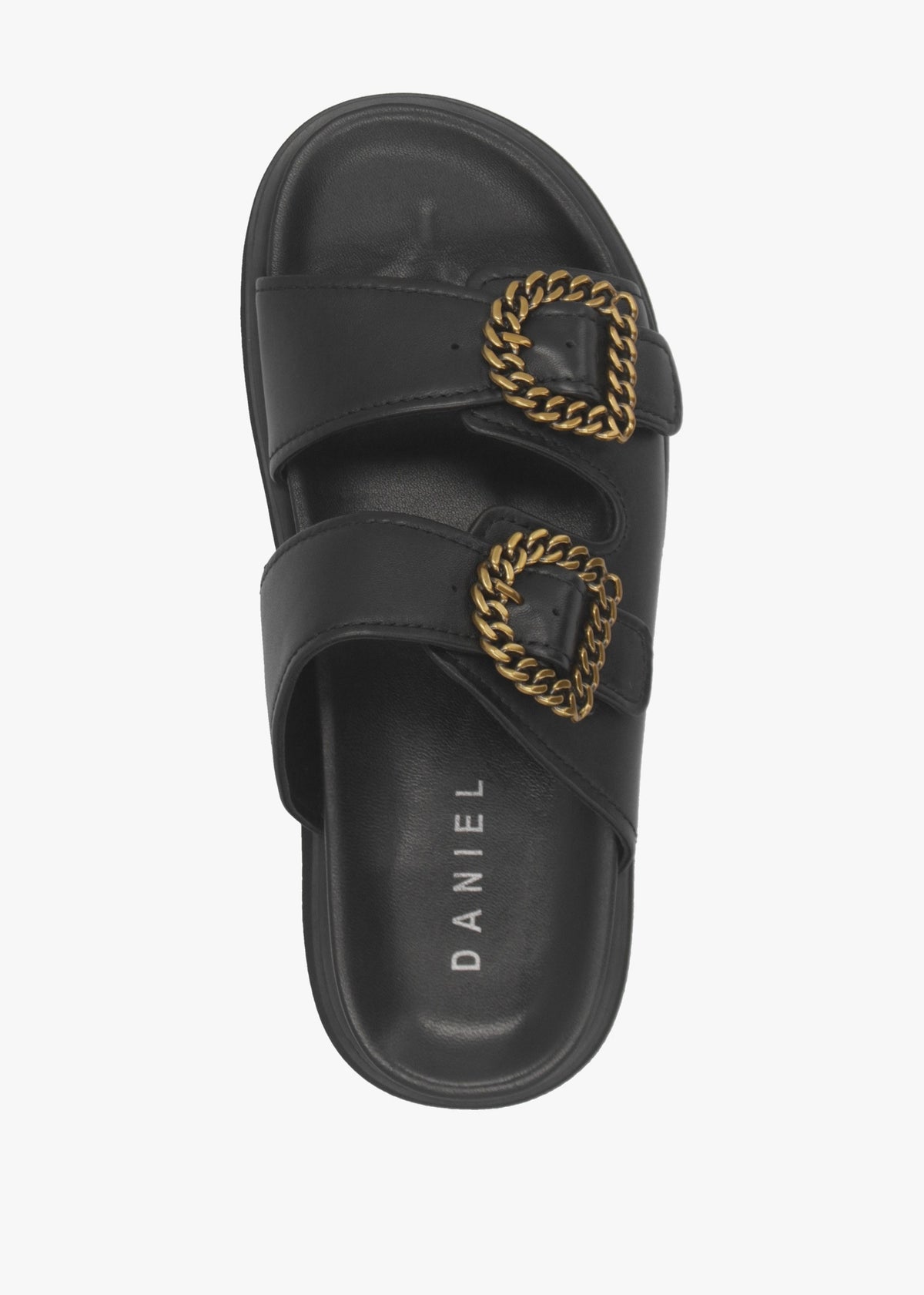 Annes Black Leather Chunky Mules