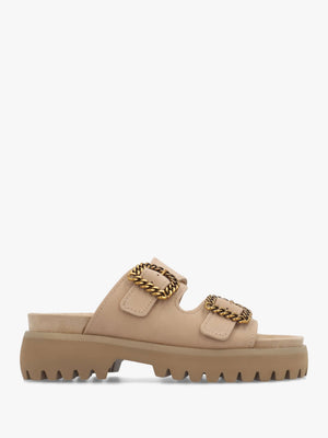 Annes Beige Suede Chunky Mules
