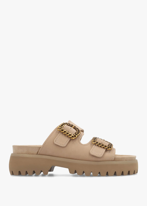 Annes Beige Suede Chunky Mules