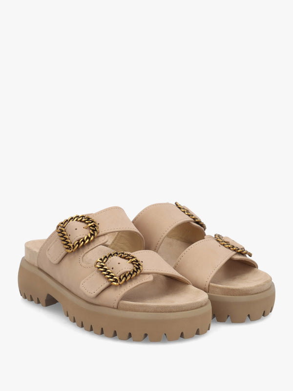 Annes Beige Suede Chunky Mules
