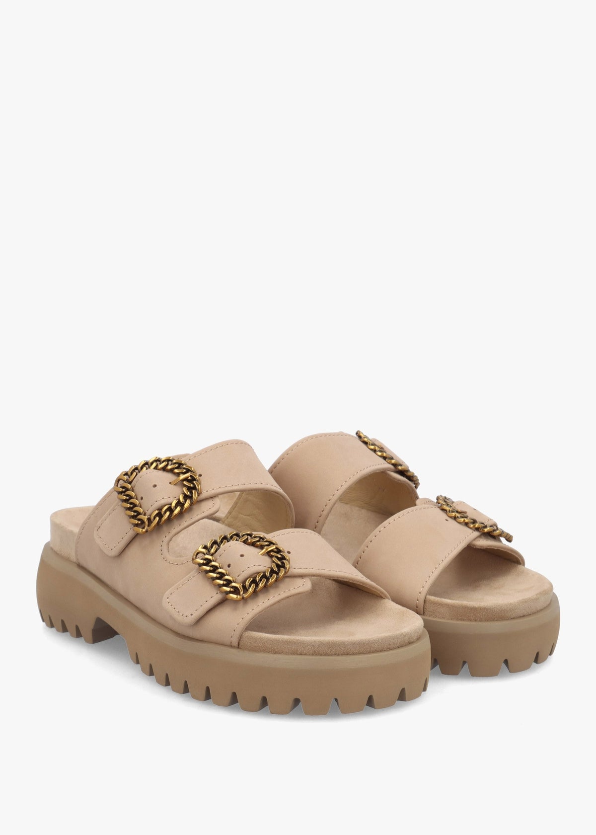 Annes Beige Suede Chunky Mules
