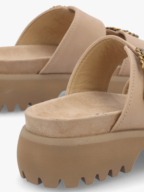 Annes Beige Suede Chunky Mules