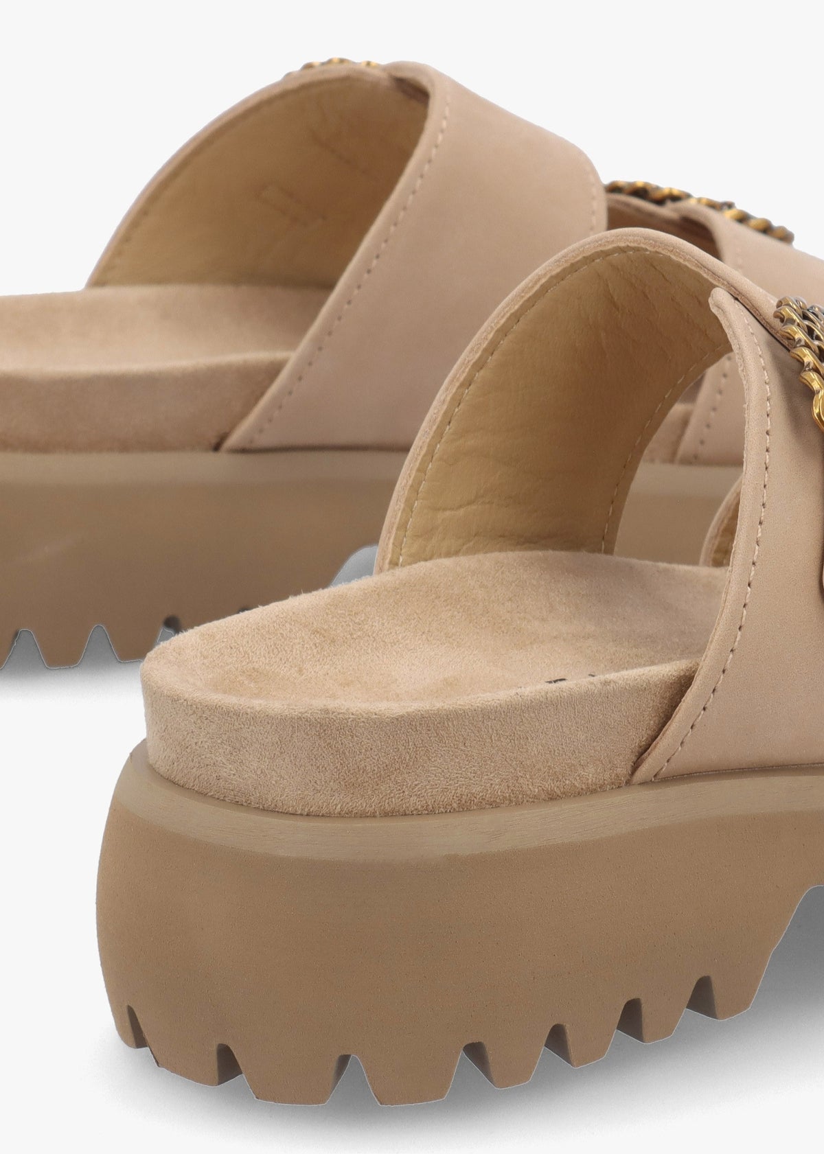 Annes Beige Suede Chunky Mules