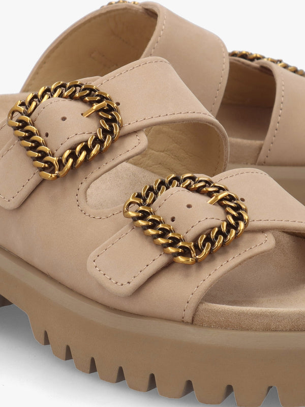 Annes Beige Suede Chunky Mules