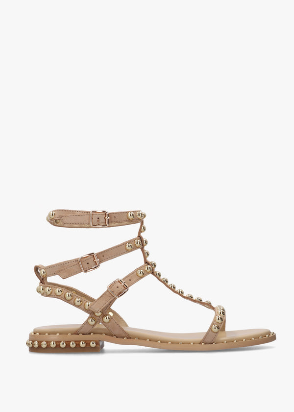 Eternal Beige Suede Studded Gladiator Sandals