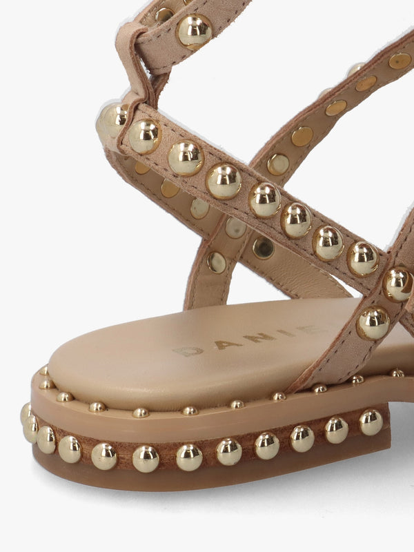 Eternal Beige Suede Studded Gladiator Sandals