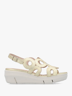 Flynn 82 Platino Leather Low Wedge Sandals