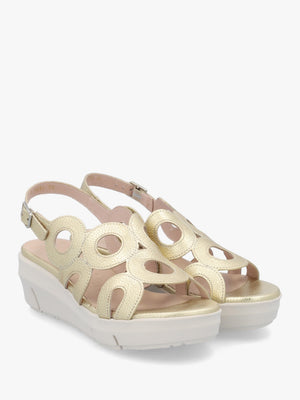 Flynn 82 Platino Leather Low Wedge Sandals
