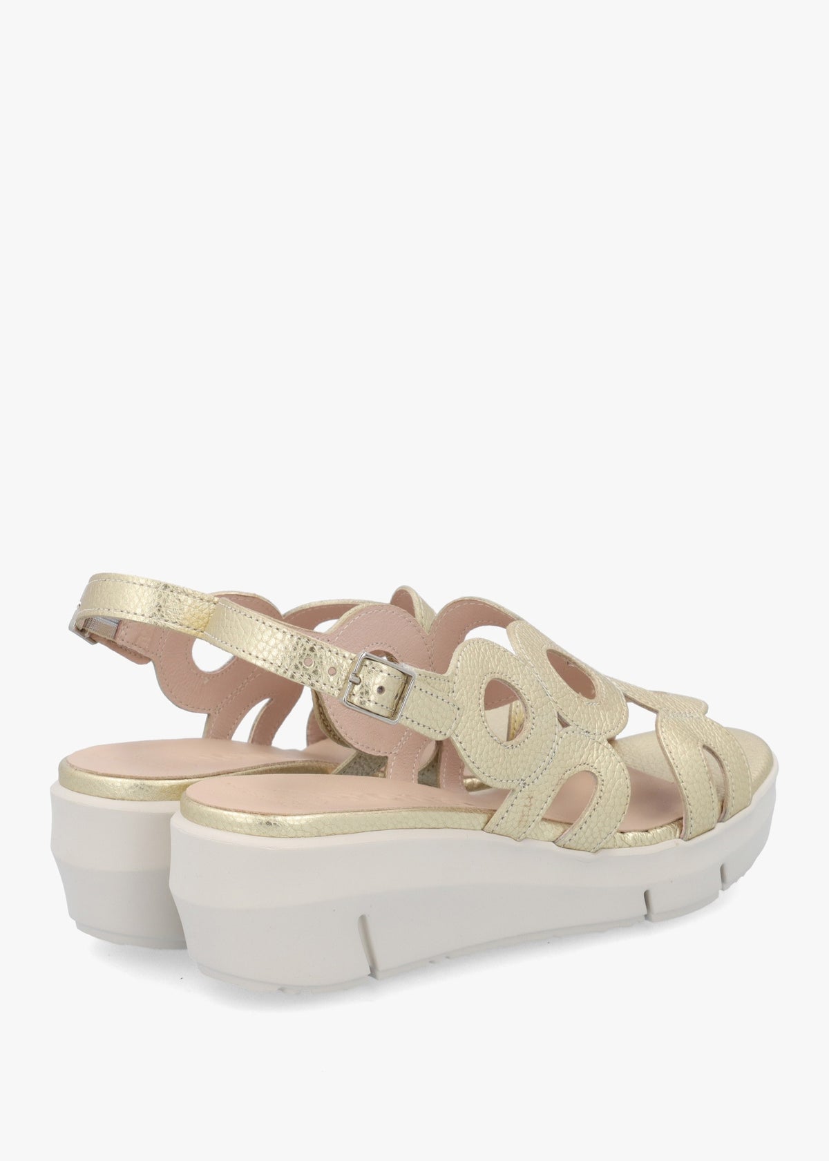 Flynn 82 Platino Leather Low Wedge Sandals