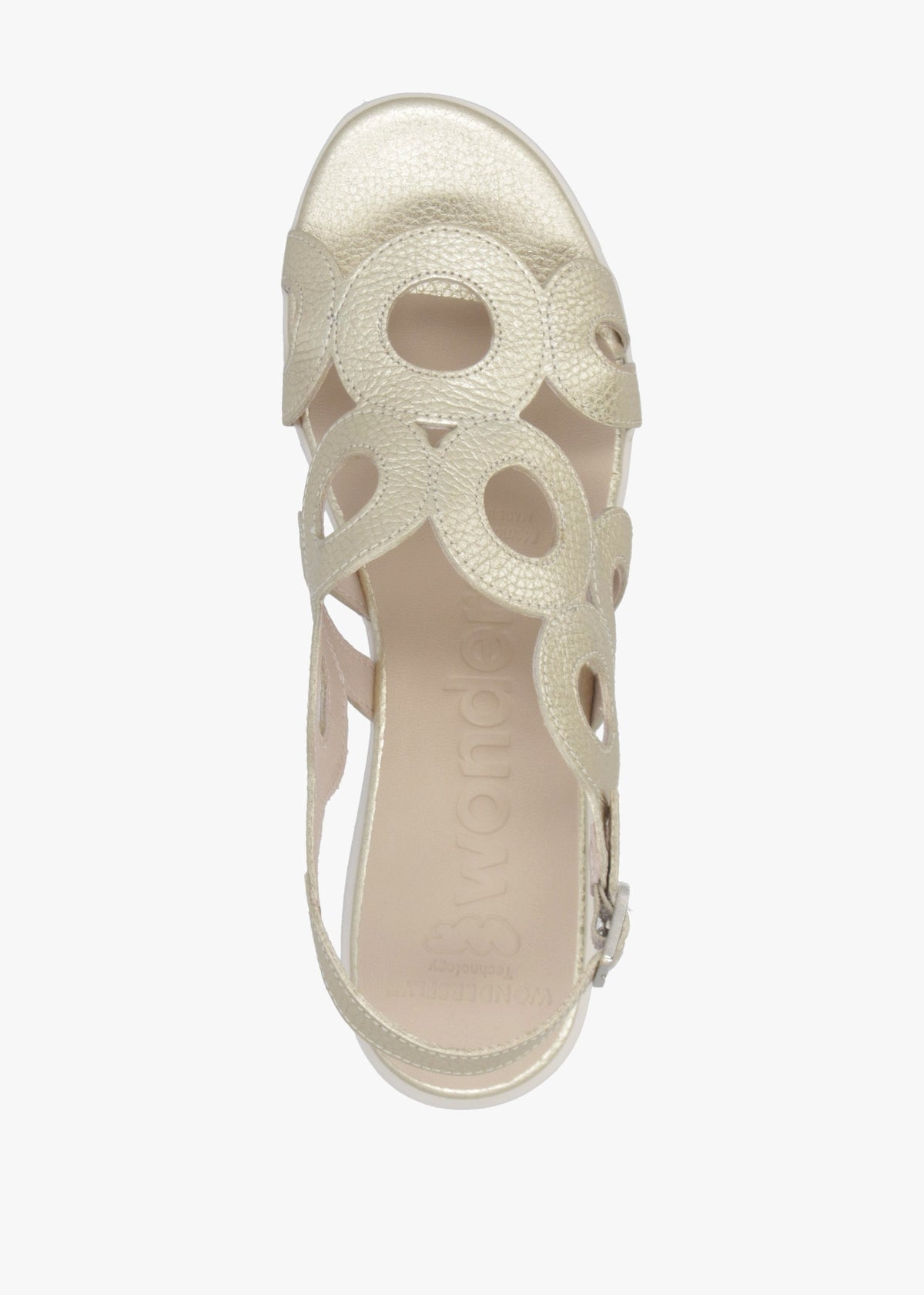 Flynn 82 Platino Leather Low Wedge Sandals