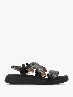 MAR 51 Black Patent Leather Floral Sandals