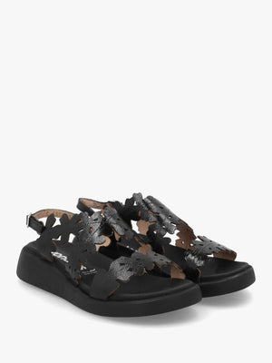 MAR 51 Black Patent Leather Floral Sandals