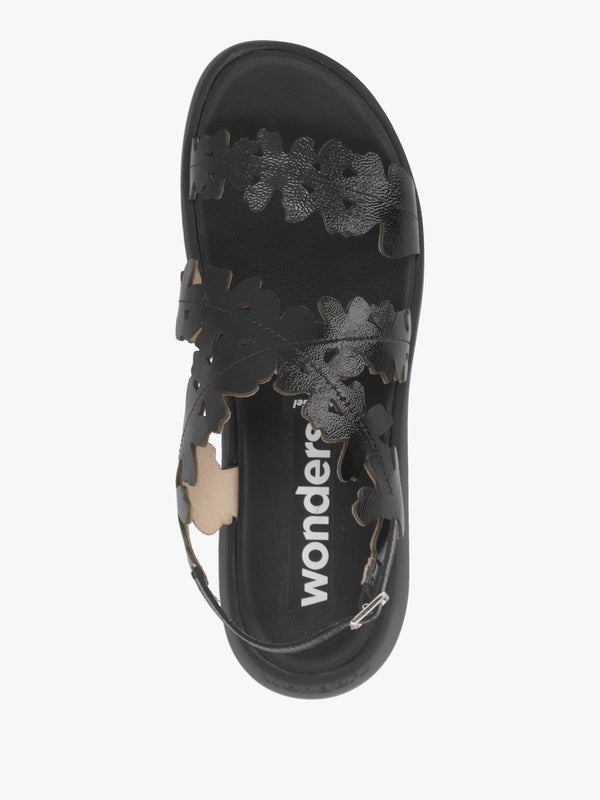 MAR 51 Black Patent Leather Floral Sandals