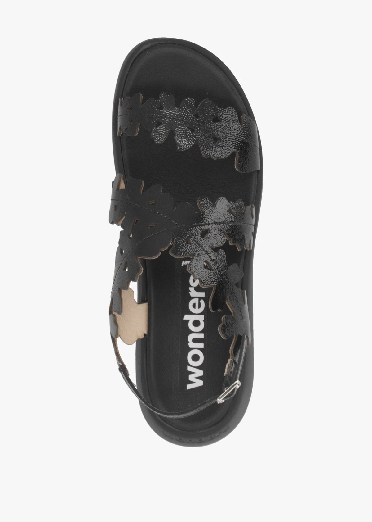 MAR 51 Black Patent Leather Floral Sandals