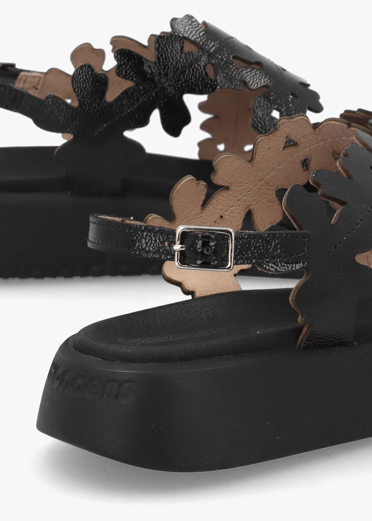 MAR 51 Black Patent Leather Floral Sandals