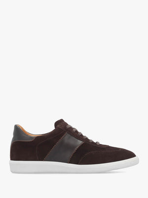 Stripe Brown Suede & Leather Low Profile Trainers