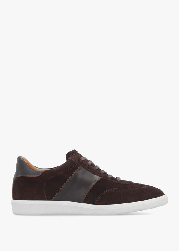 Stripe Brown Suede & Leather Low Profile Trainers