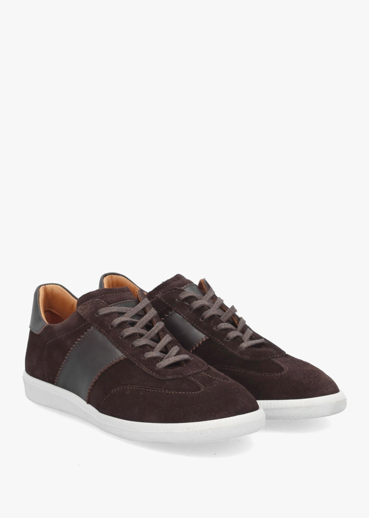 Stripe Brown Suede & Leather Low Profile Trainers
