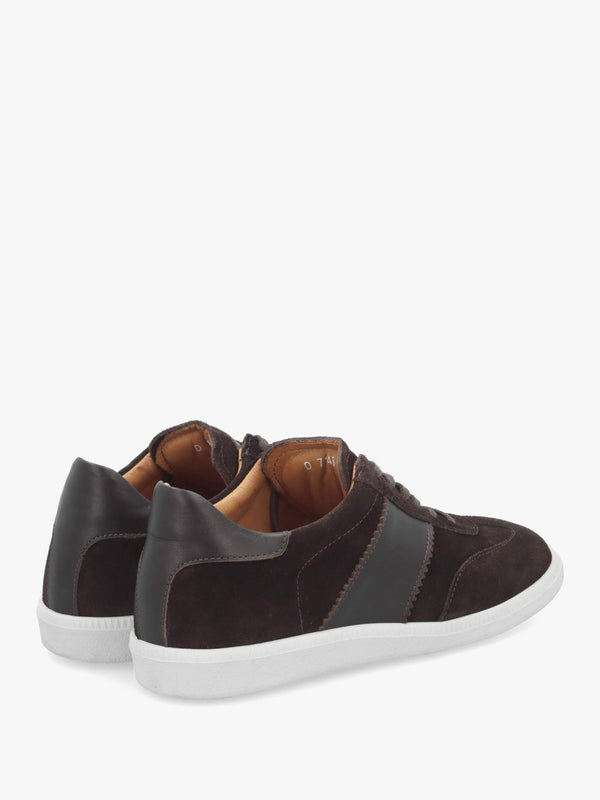 Stripe Brown Suede & Leather Low Profile Trainers