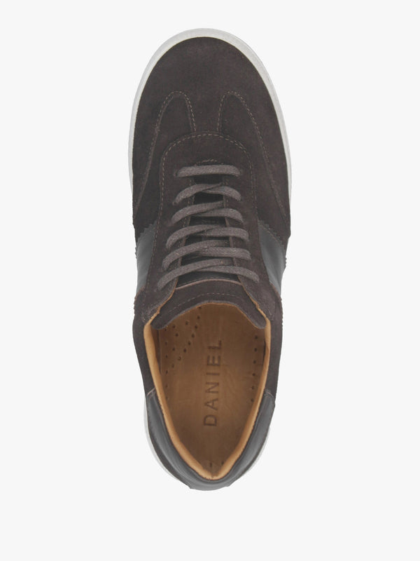 Stripe Brown Suede & Leather Low Profile Trainers