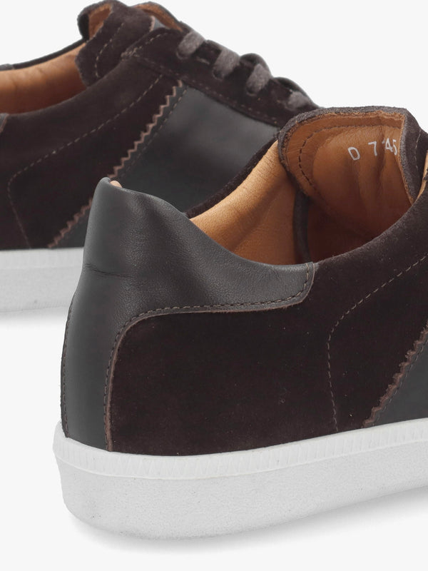 Stripe Brown Suede & Leather Low Profile Trainers