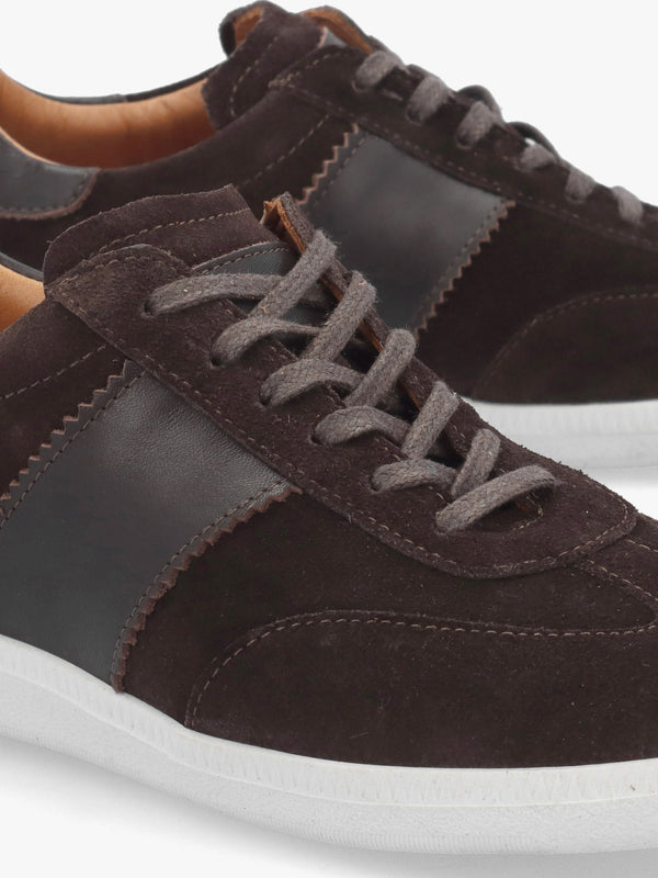 Stripe Brown Suede & Leather Low Profile Trainers