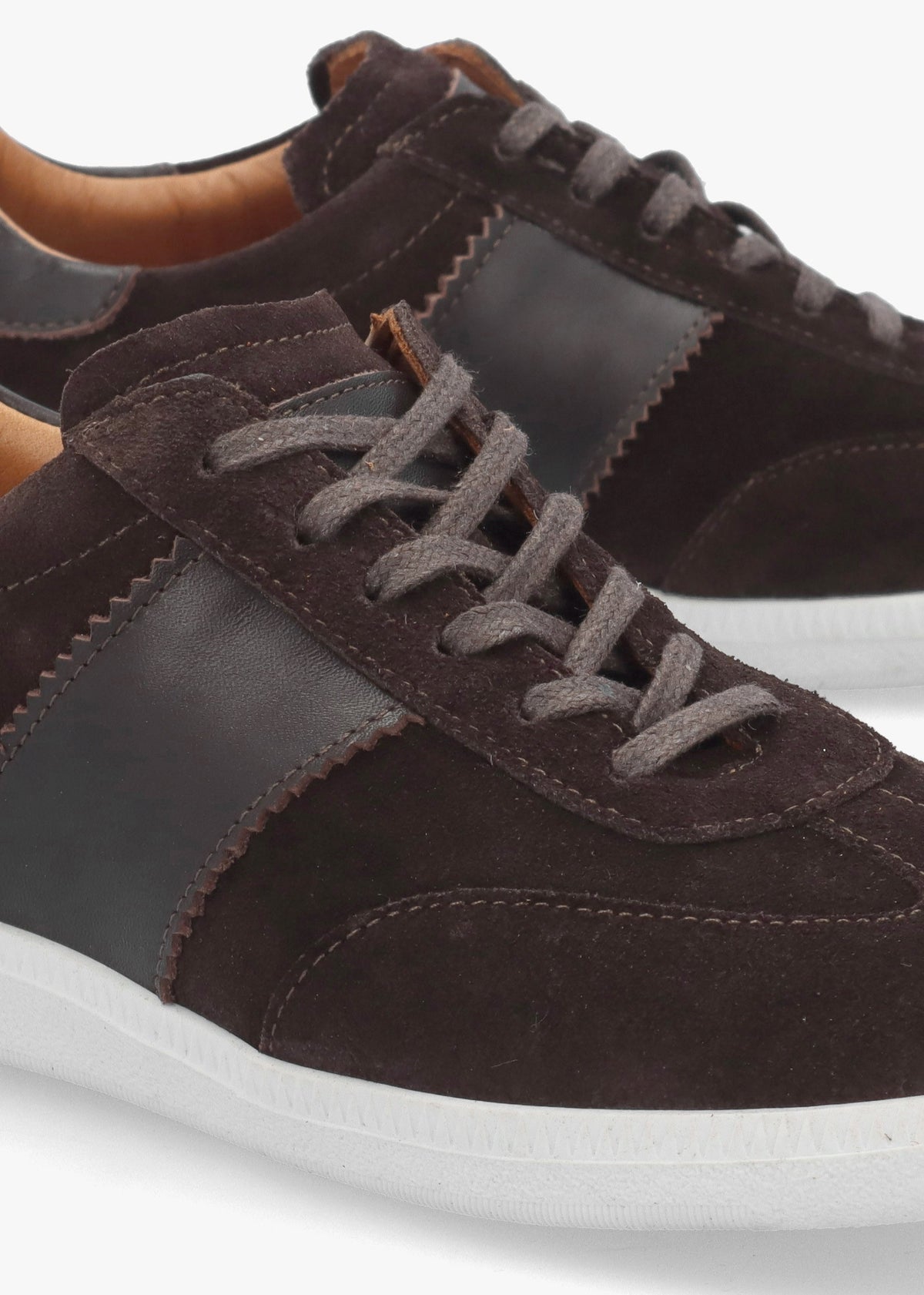 Stripe Brown Suede & Leather Low Profile Trainers