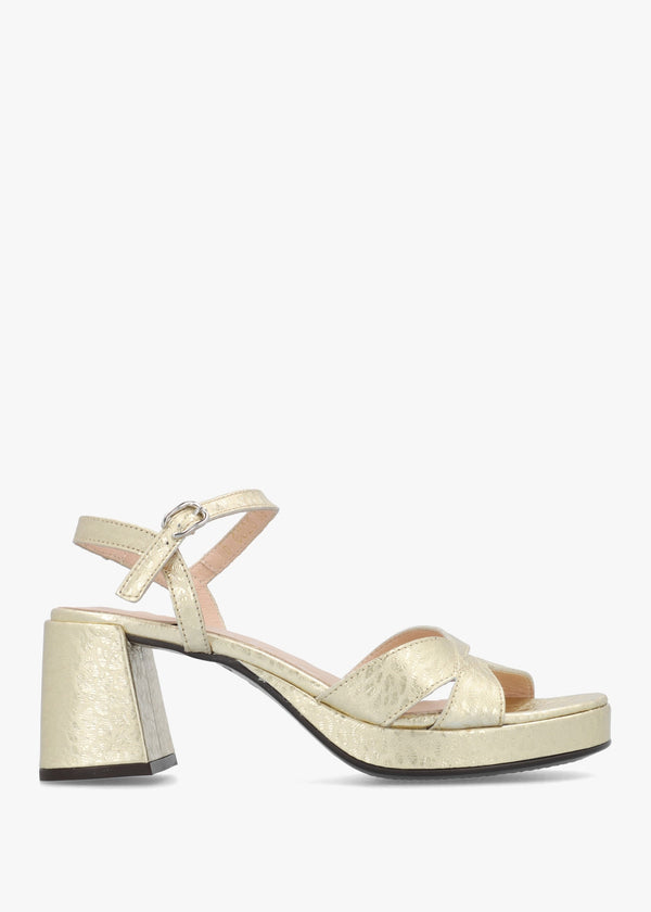 Zaida 20 Platino Leather Block Heel Platform Sandals