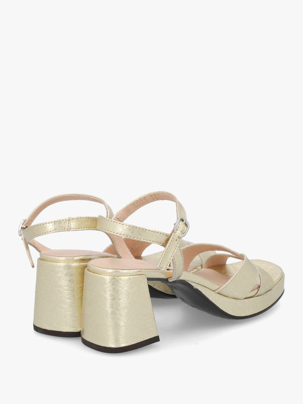 Zaida 20 Platino Leather Block Heel Platform Sandals