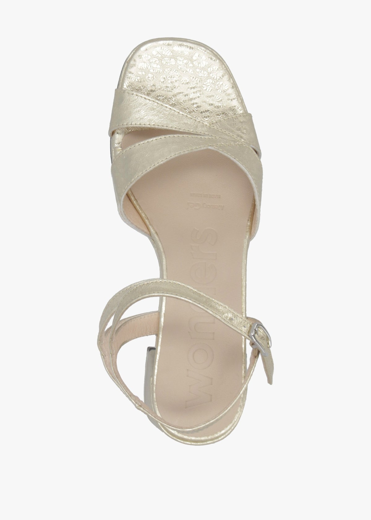 Zaida 20 Platino Leather Block Heel Platform Sandals