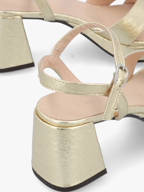 Zaida 20 Platino Leather Block Heel Platform Sandals