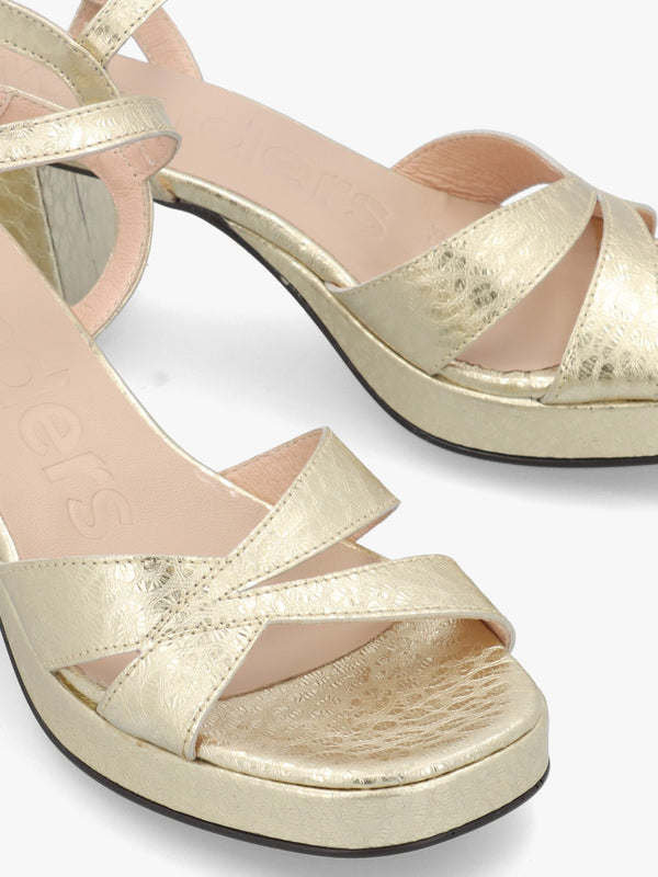 Zaida 20 Platino Leather Block Heel Platform Sandals