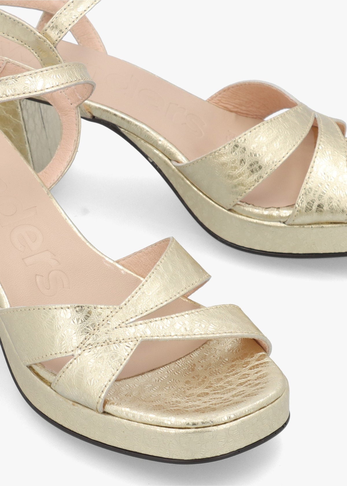 Zaida 20 Platino Leather Block Heel Platform Sandals