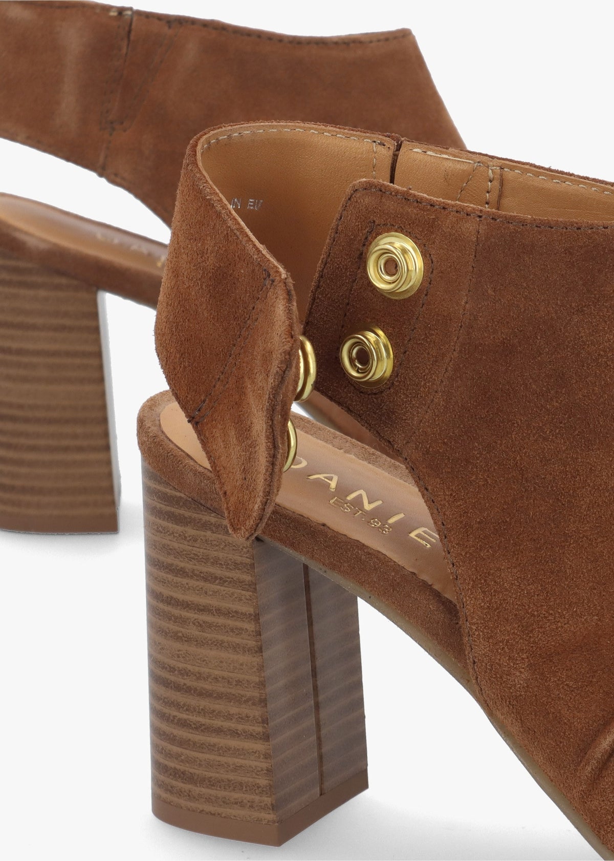 Moochy Tan Suede Ruched Block Heel Sandals