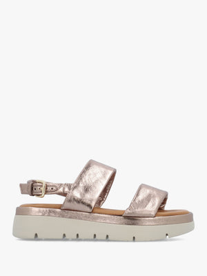 Netty Pewter Metallic Leather Chunky Sandals