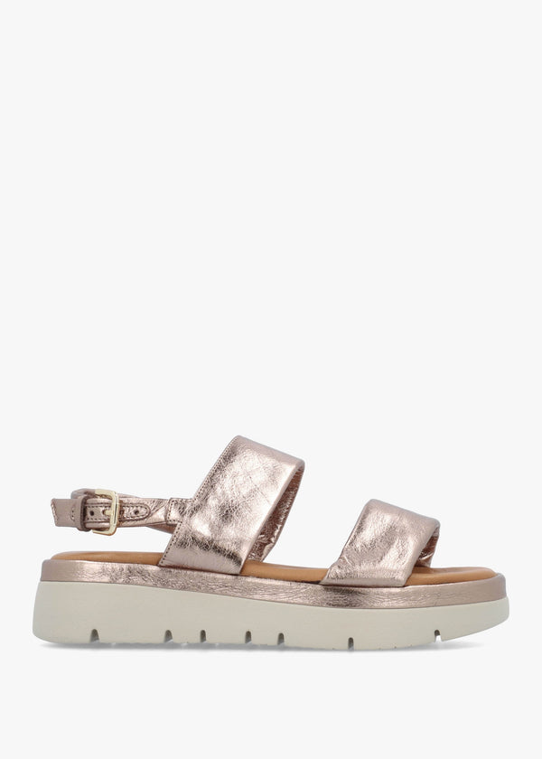 Netty Pewter Metallic Leather Chunky Sandals