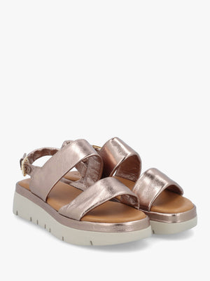 Netty Pewter Metallic Leather Chunky Sandals