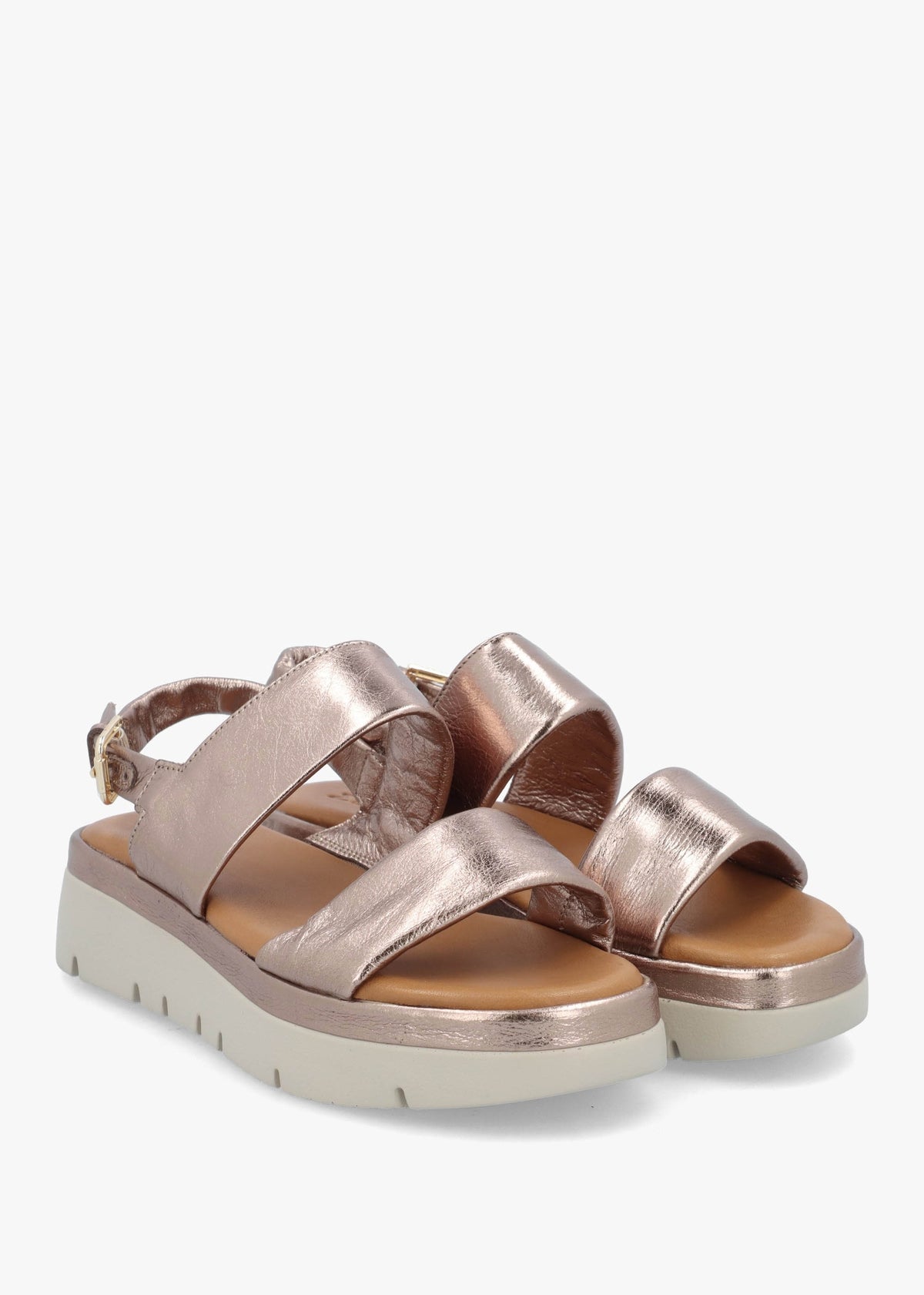 Netty Pewter Metallic Leather Chunky Sandals