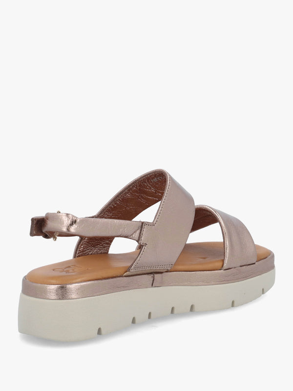 Netty Pewter Metallic Leather Chunky Sandals