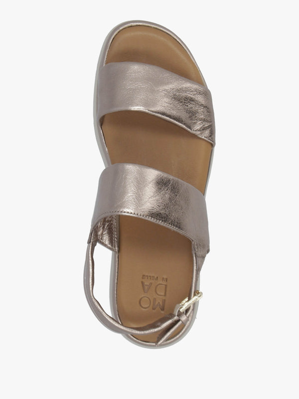 Netty Pewter Metallic Leather Chunky Sandals