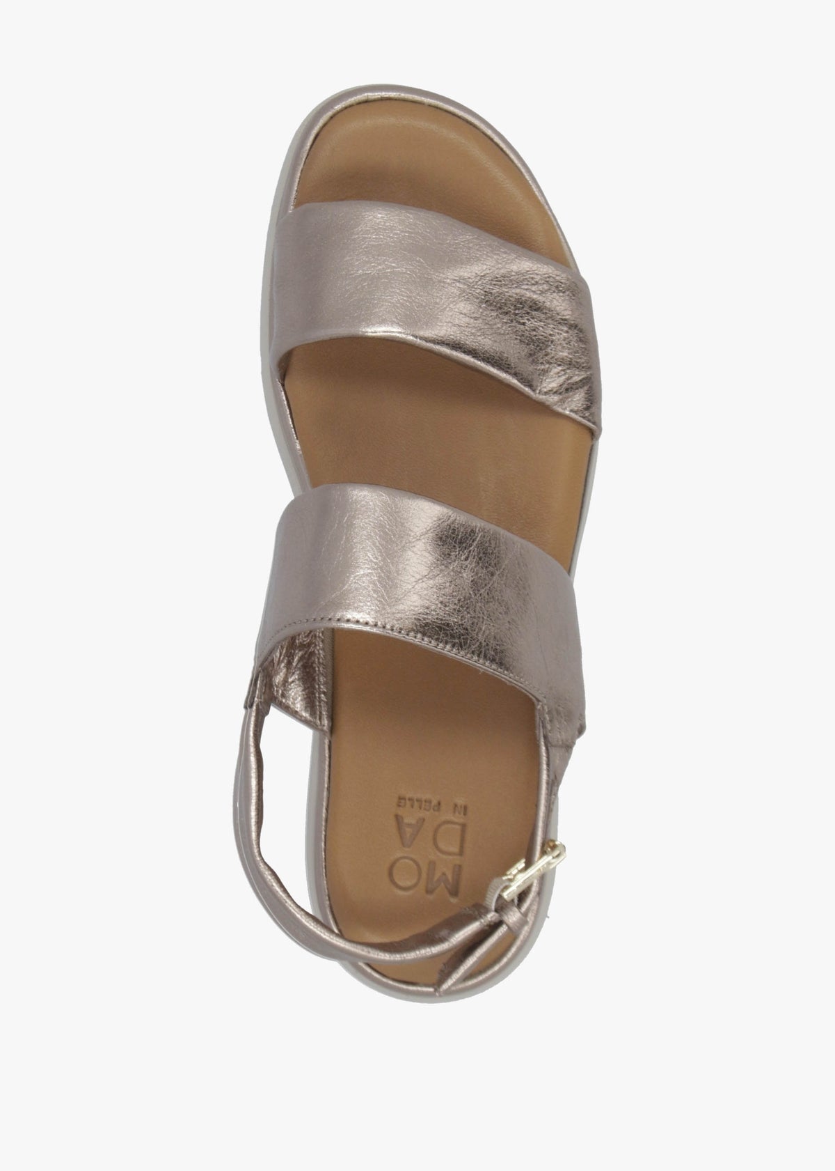 Netty Pewter Metallic Leather Chunky Sandals