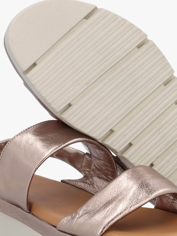 Netty Pewter Metallic Leather Chunky Sandals