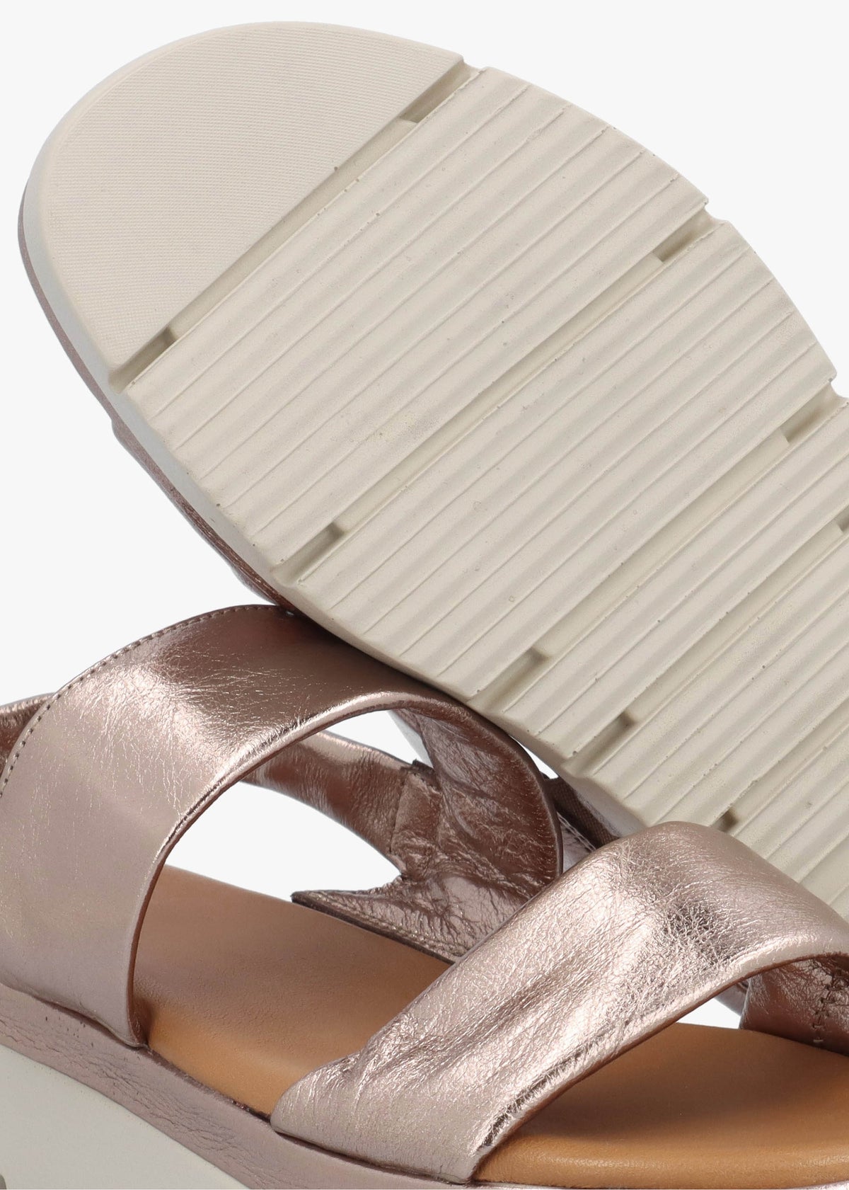 Netty Pewter Metallic Leather Chunky Sandals