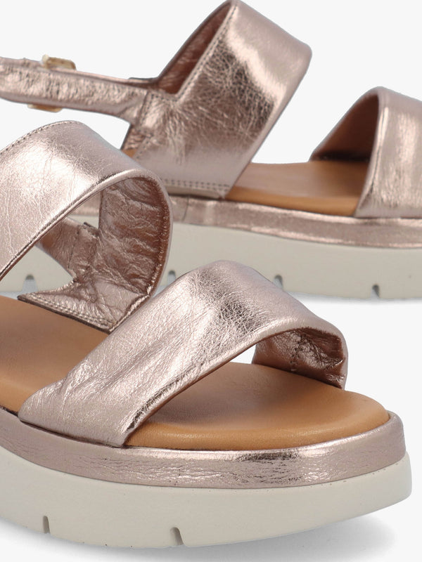 Netty Pewter Metallic Leather Chunky Sandals