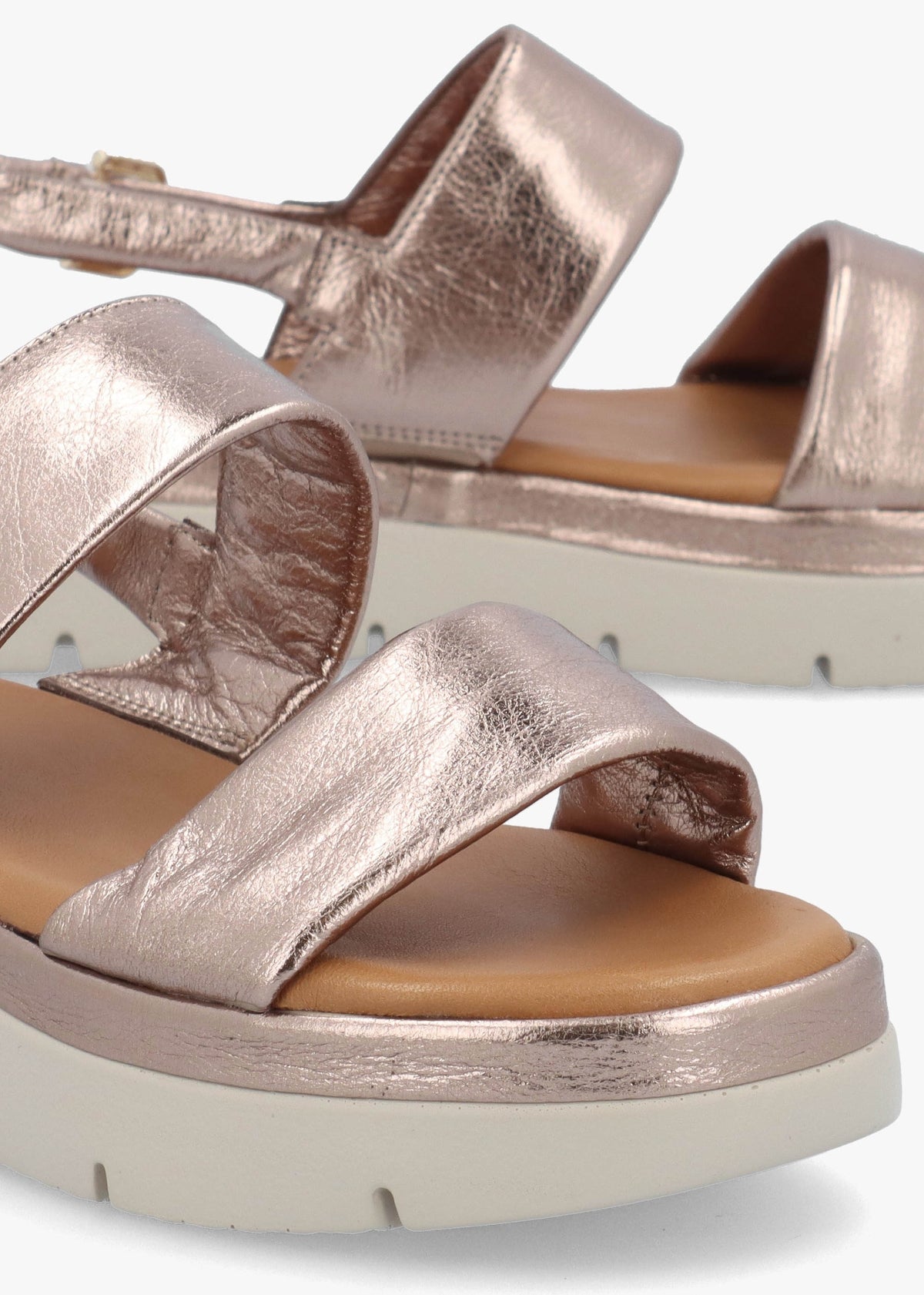 Netty Pewter Metallic Leather Chunky Sandals