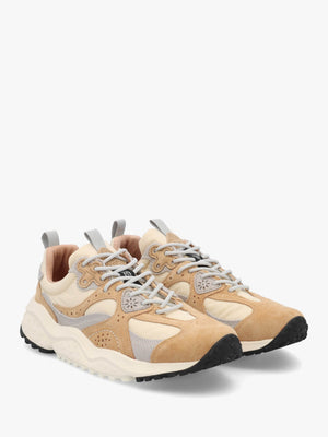 Men’s Wave Uni Beige Cream Light Grey Nylon & Suede Trainers