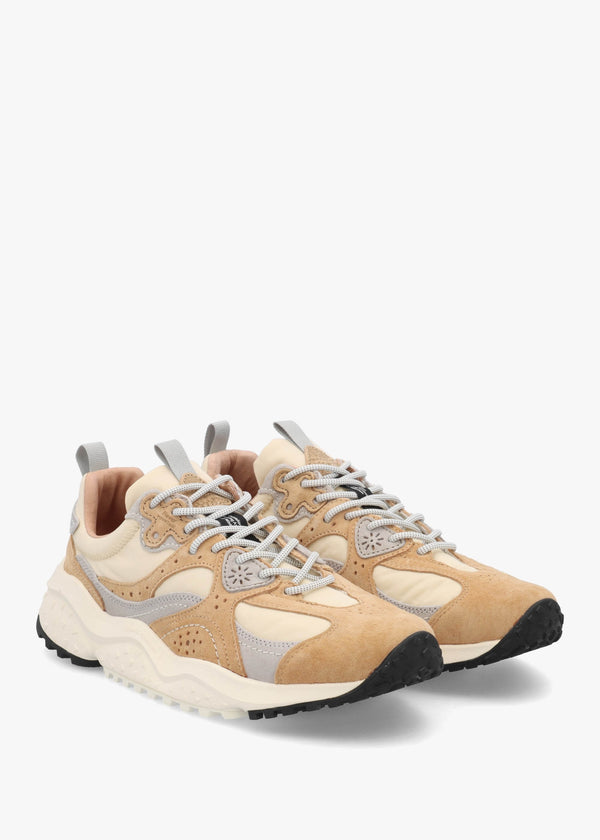 Men’s Wave Uni Beige Cream Light Grey Nylon & Suede Trainers