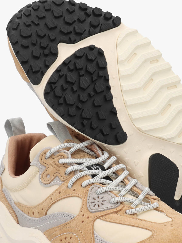 Men’s Wave Uni Beige Cream Light Grey Nylon & Suede Trainers