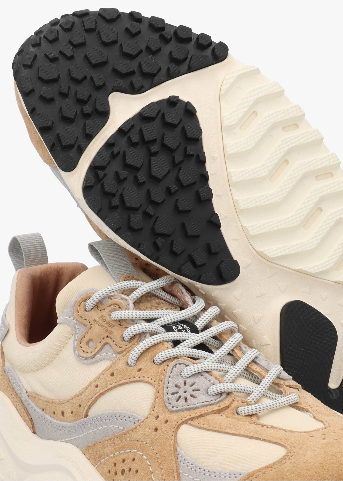 Men’s Wave Uni Beige Cream Light Grey Nylon & Suede Trainers