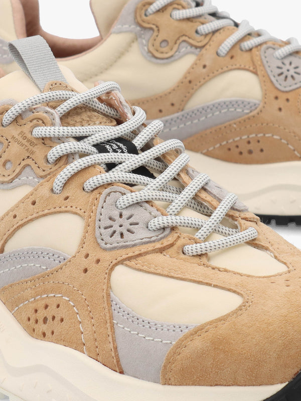Men’s Wave Uni Beige Cream Light Grey Nylon & Suede Trainers